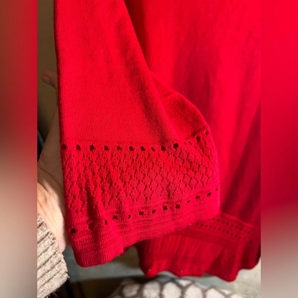 Kim Rogers Red Crochet Sweater 1X holiday